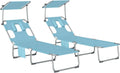 Outsunny Conjunto 2 tumbonas plegables con dosel ajustable y respaldo reclinable