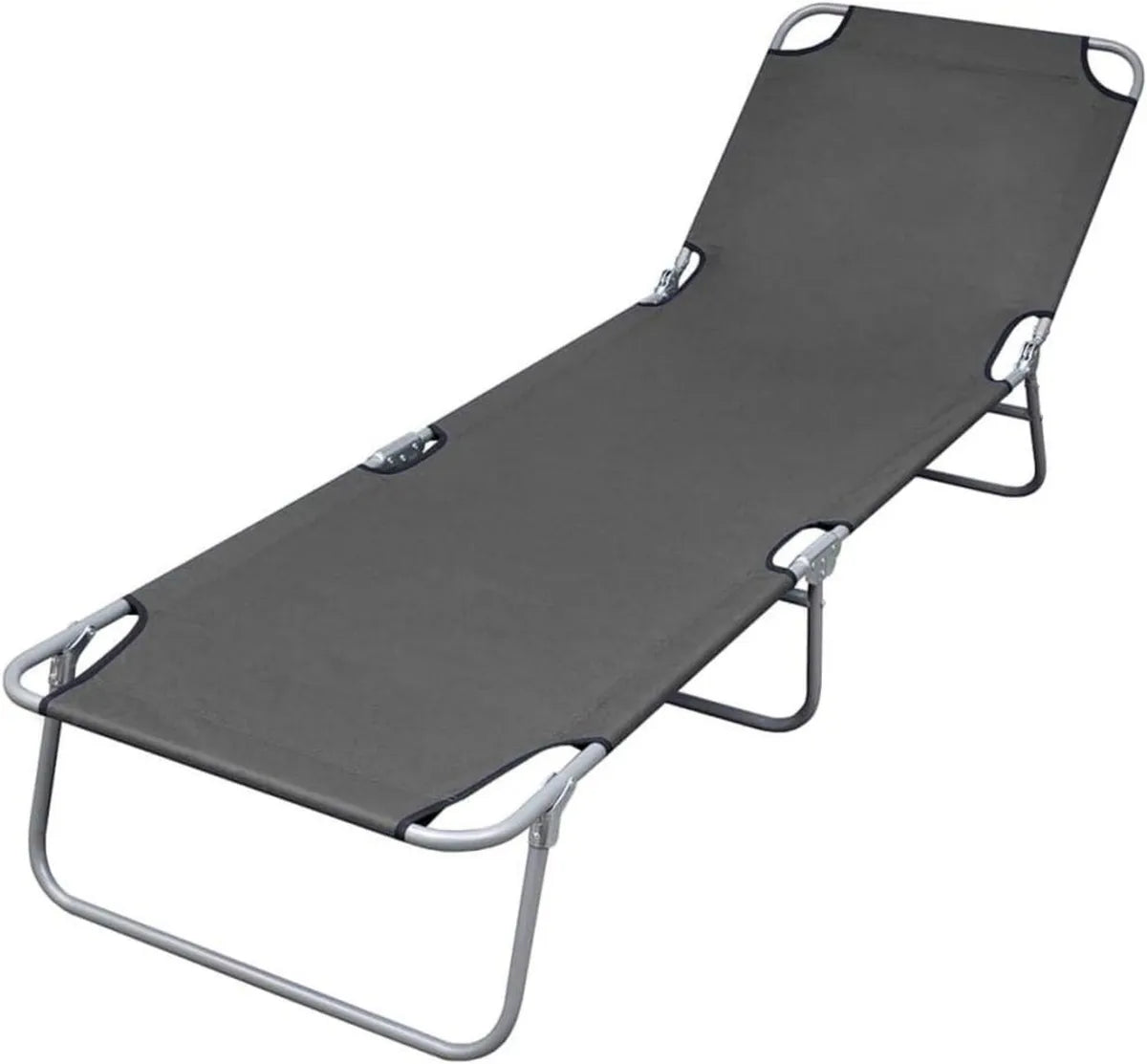 Tumbona Ligera Plegable de Metal para Jardín y Playa en Gris Oscuro