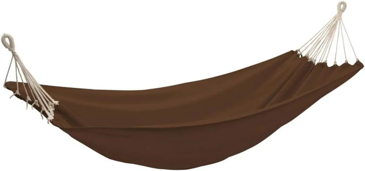 Hamaca Grande de Algodón y Poliéster 260 x 150 cm Marrón con Accesorios para Exterior