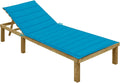 Tumbona de Jardín Azul con Cojín, Madera de Pino, para Exterior y Terraza