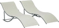 Par de tumbonas plegables de aluminio y textileno para exterior, capacidad 120 kg, color beige
