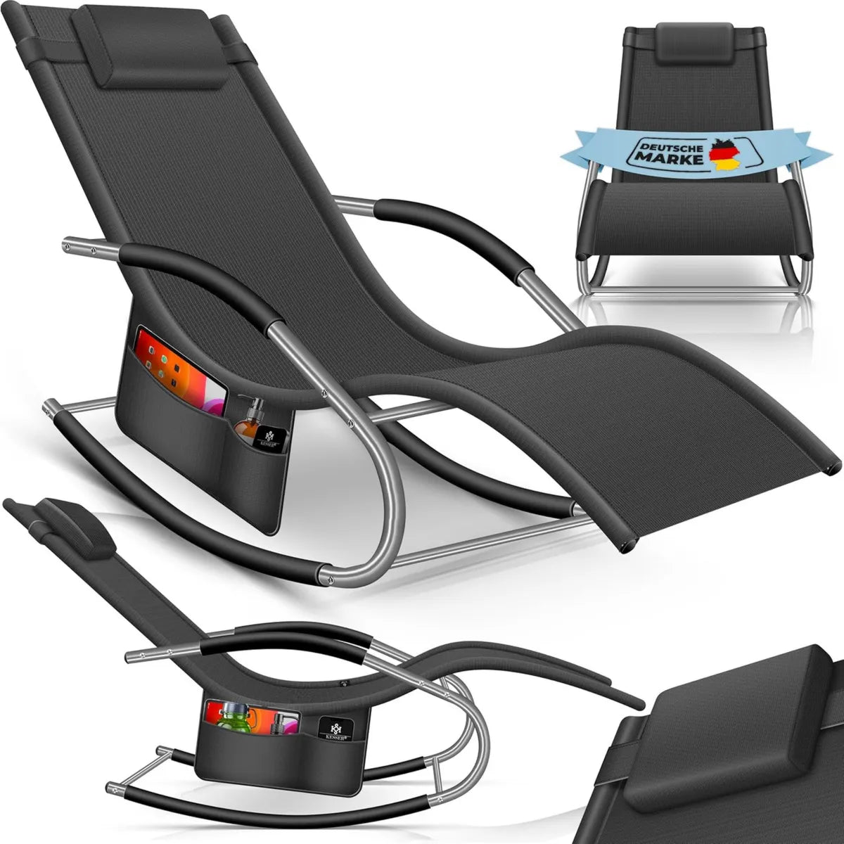 Silla Reclinable Ergonómica de Jardín, Plegable y Resistente al Clima 150 kg