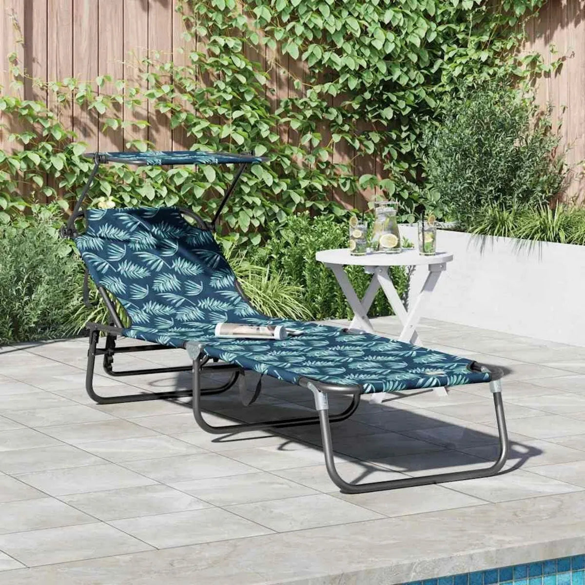 Tumbona ergonómica plegable de 190x57x81 cm para exteriores