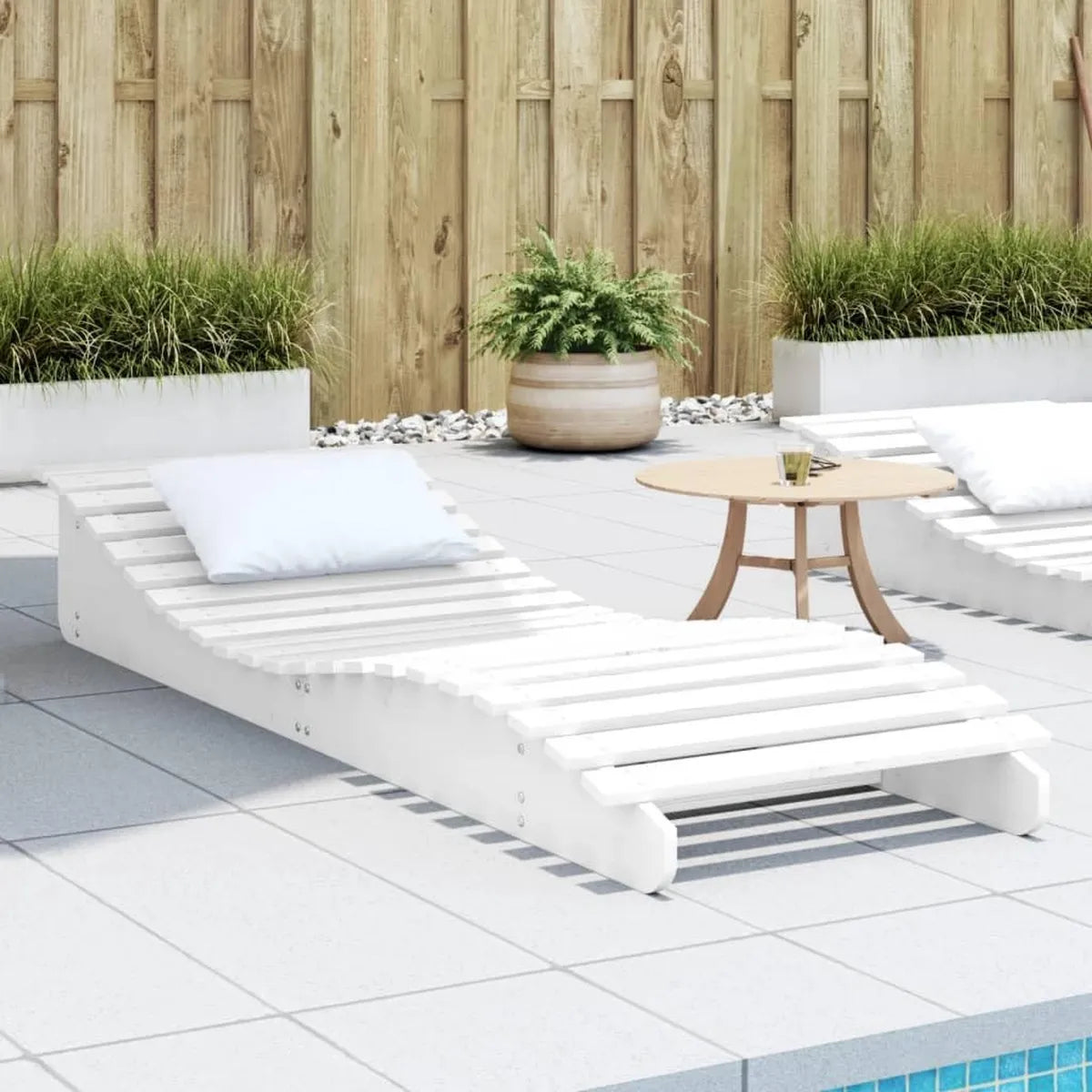 Hamaca de Jardín de Madera de Pino Blanca, 205x60x31,5 cm, Diseño Ergonómico para Exterior