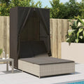 Tumbona Doble con Techo y Cortinas, Ajustable, Grises, 104x197x193 cm, para Jardín y Terraza