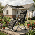 Tumbona de jardín plegable con cojín y dosel, soporte para bebidas y bolsillo, capacidad hasta 150 kg, ideal terraza o camping (negro)
