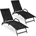 Conjunto de 2 tumbonas reclinables con respaldo ajustable, plegables y transpirables, capacidad 160 kg, ideal para jardín y patio