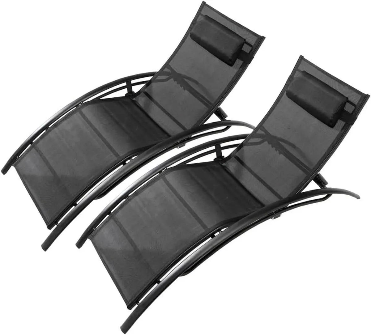 Conjunto de 2 Tumbonas Ajustables Limea Negro con Estructura de Acero