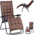 Silla Plegable de Jardín de Gravedad Cero, Reclinable y Compacta, Estructura de Metal, Asiento de Textileno Marrón
