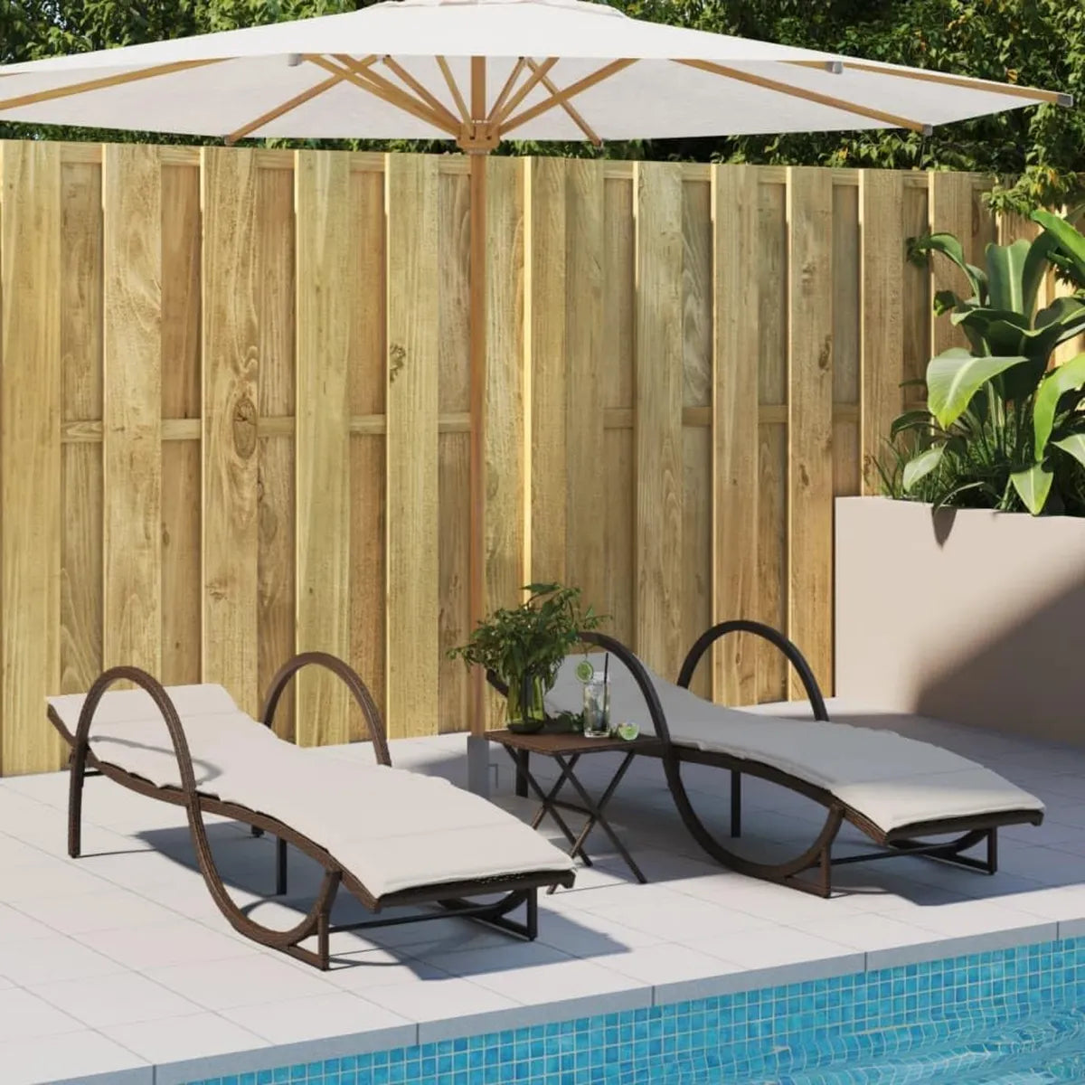 Tumbonas Ajustables de Ratán Sintético para Jardín y Piscina, Resistentes al Clima y UV