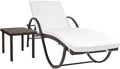 Silla Reclinable de Ratán Sintético con Mesa Auxiliar para Jardín, Piscina y Terraza