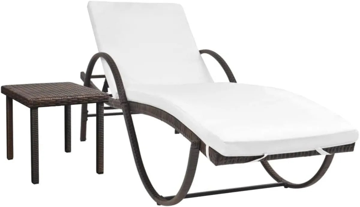 Silla Reclinable de Ratán Sintético con Mesa Auxiliar para Jardín, Piscina y Terraza