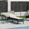 Tumbona de Ratán PE Ajustable Negra para Jardín y Terraza 55x200x44 cm