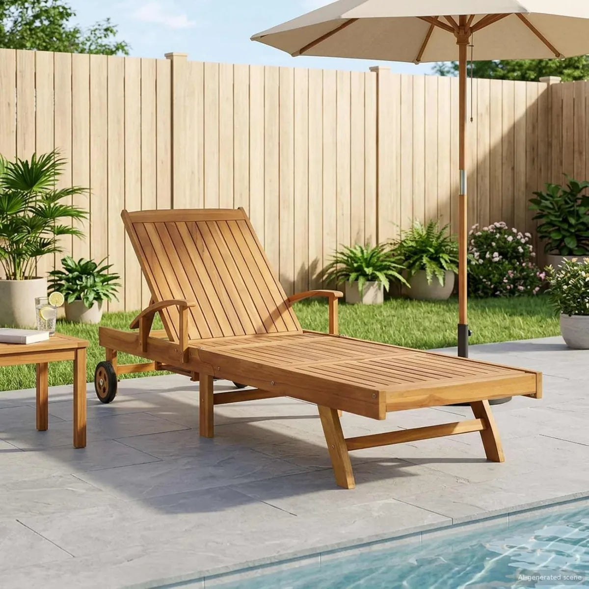 Silla Reclinable de Madera de Teca para Una Persona, Color Marrón