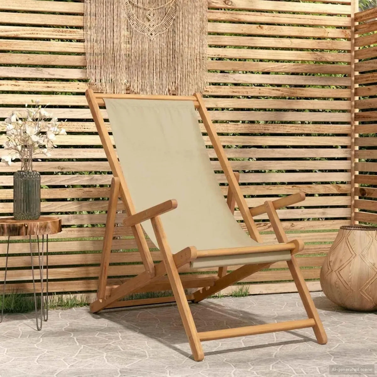 Tumbona plegable de teca resistente, ajustable para jardín y terraza