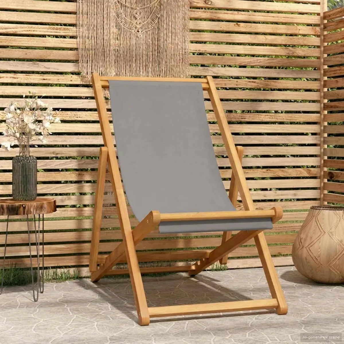 Silla Reclinable de Teca, Resistente al Clima y Ajustable para Exteriores