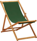 Tumbona de Eucalipto Plegable con Tela Verde para Jardín, 6 kg