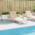 Tumbona Ajustable de Madera de Pino para Jardín y Piscina, 199.5x62x55 cm