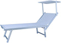 Tumbona de Aluminio con Parasol Ajustable Blanco 181x61x39/78 cm