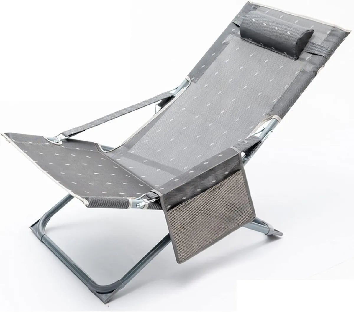 Sillón Reclinable Portátil para Camping y Playa, con Respaldo Ajustable y Reposacabezas, Incluye Bolsa de Almacenamiento, Ideal para Verano al Aire Libre