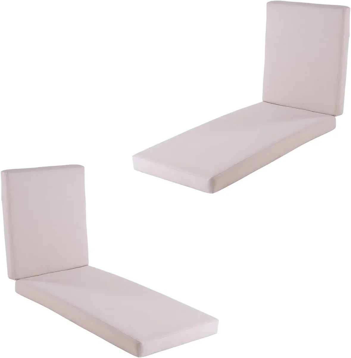 Set de 2 cojines crema para tumbona de jardín 190x60x10 cm, material Olefin, resistente al color, funda extraíble