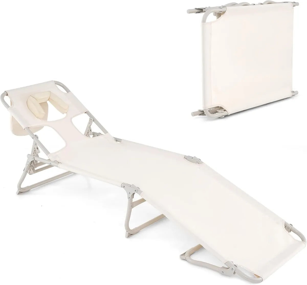 Hamaca Plegable Exterior con Almohada y Respaldo Regulable