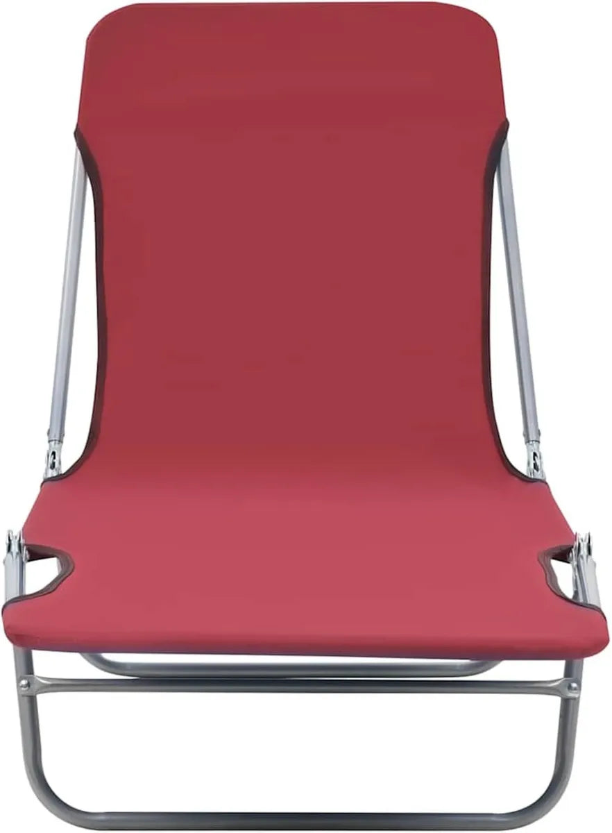 Sillas Reclinables Plegables 2 Piezas, Acero Revestido y Tela Oxford Rojo, 120 kg, para Jardín, Balcón y Playa