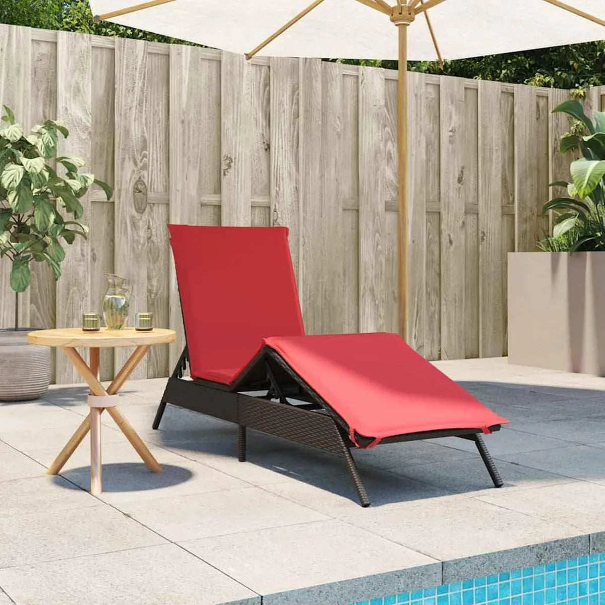 Tumbona de Poliratán Ajustable Resistente a UV para Exterior, 200 cm, Marrón
