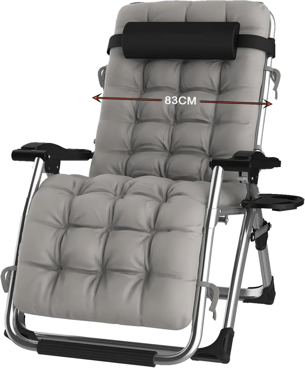 Tumbona ergonómica ajustable 240 kg con cubierta y respaldo transpirable plateado