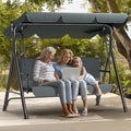 Columpio de Jardín para 3 Personas con Toldo Ajustable y Respaldo Ergonómico, Resistente al Agua, Ideal para Balcón, 200 kg, Gris