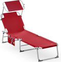 Tumbona de Aluminio Reclinable con Parasol para Jardín y Playa, Soporta hasta 150Kg