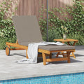 Tumbona Homgoday de Madera Maciza con Cojín Taupe y Ruedas para Piscina y Playa