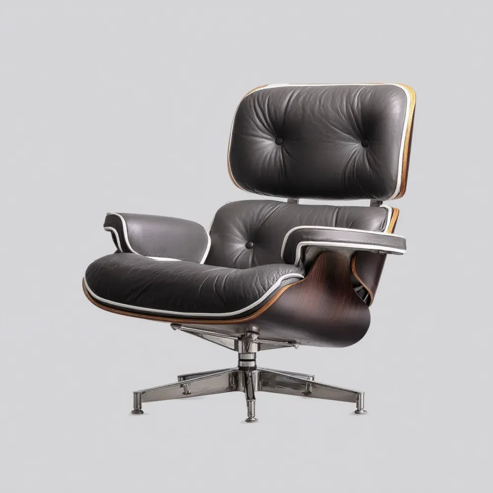 Lounge Chair Faux Leather 84x89x91 cm - Black - Modern Style