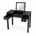 Tocador de Madera con Espejo Plegable 80x40x75 cm Negro