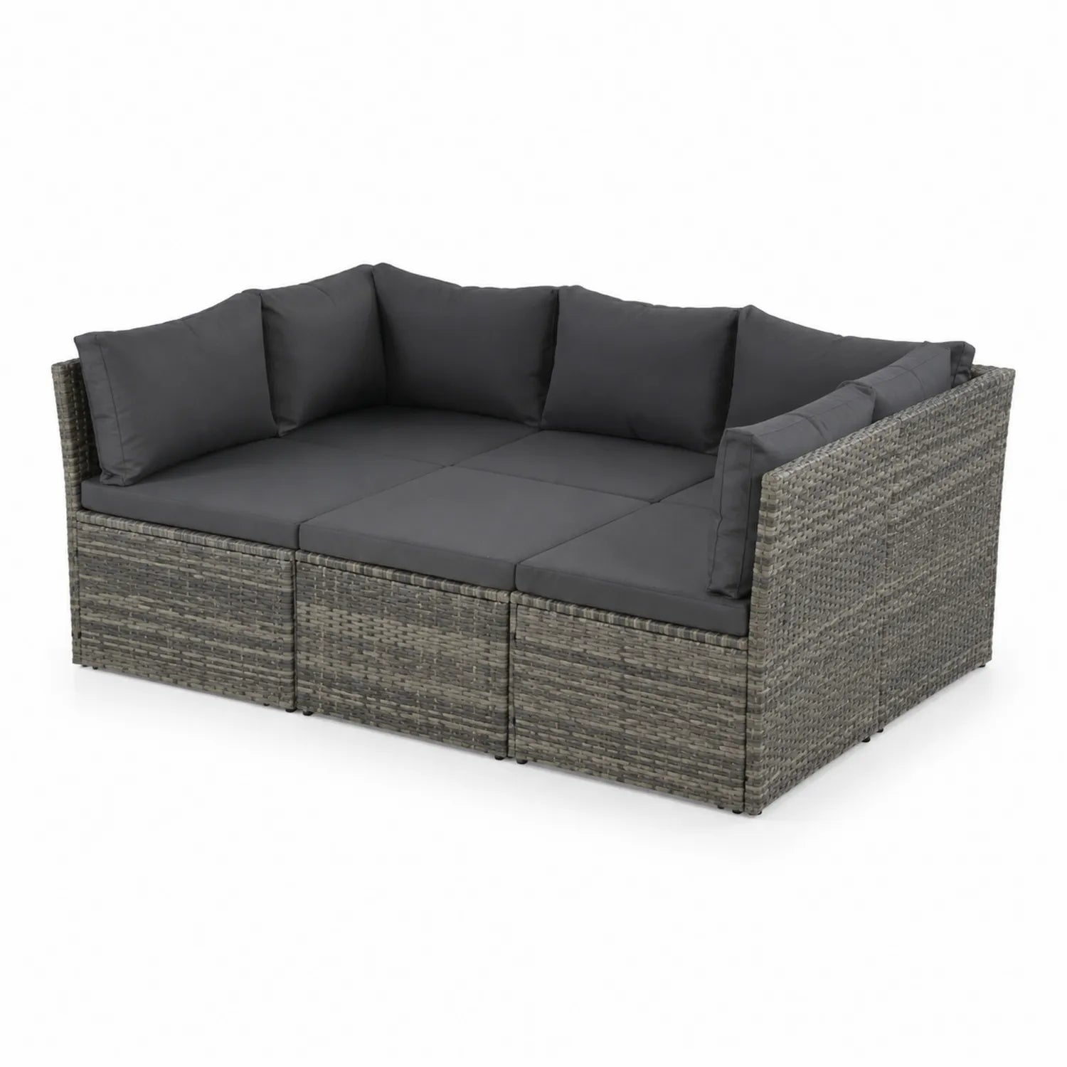 Ecksofa aus Polyrattan mit Kissen aus Polyester Anthrazit
