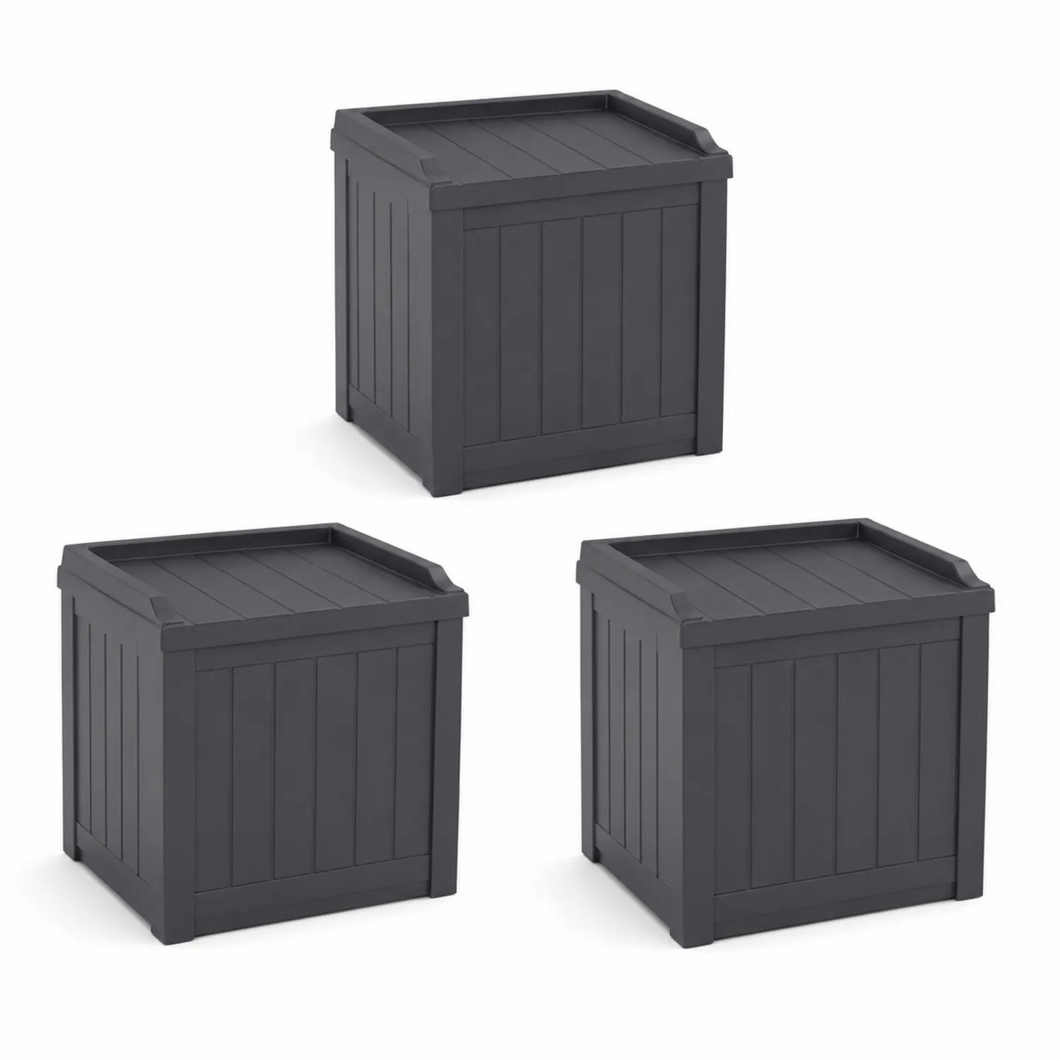 Conjunto de Cajas de Almacenamiento de Polipropileno Exterior 45x45x50 cm Negro