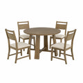 Conjunto de comedor redondo de madera con 4 sillas de poliéster