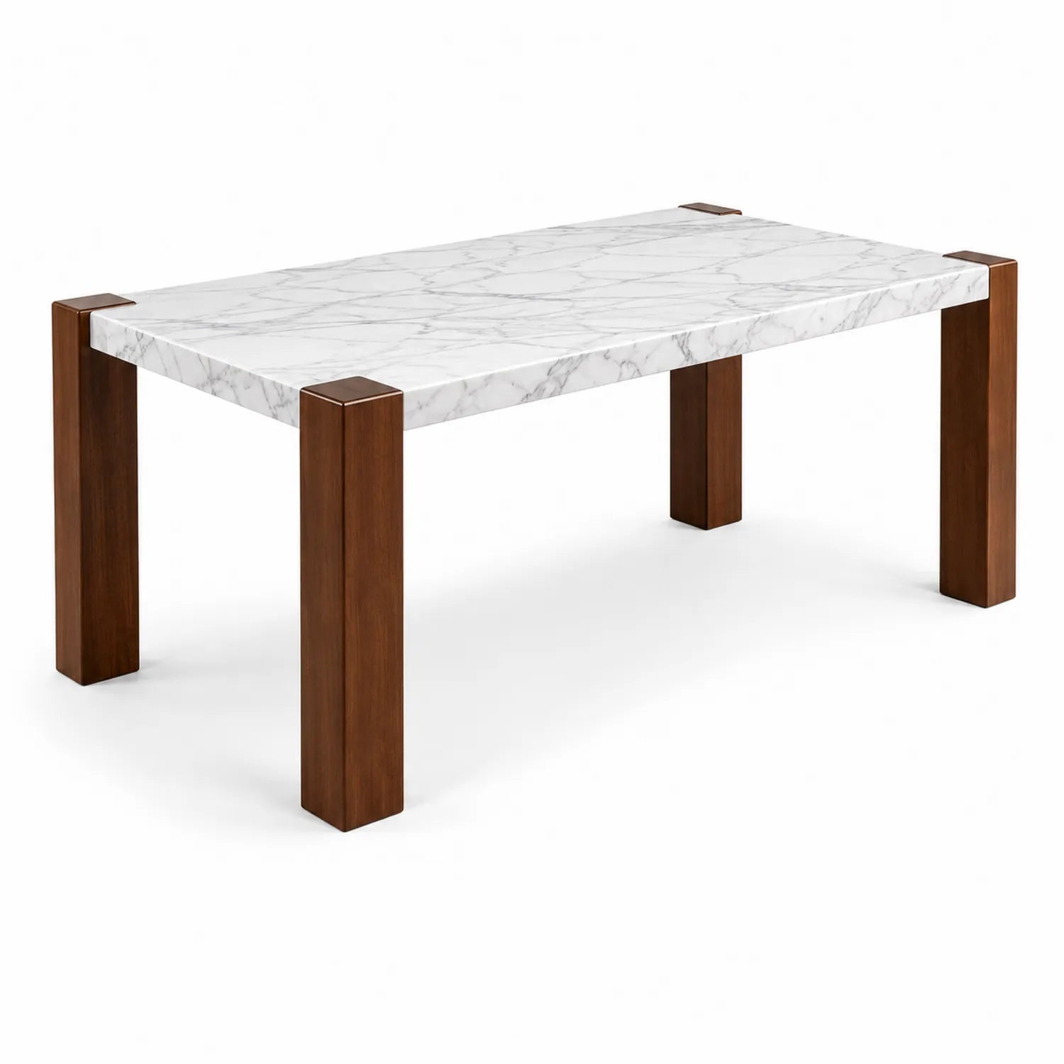 Marmoriertes Esszimmertisch mit Massivholzbeinen 150x90 cm