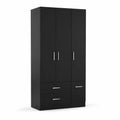 Armario de MDF Negro con 3 Puertas y 3 Cajones