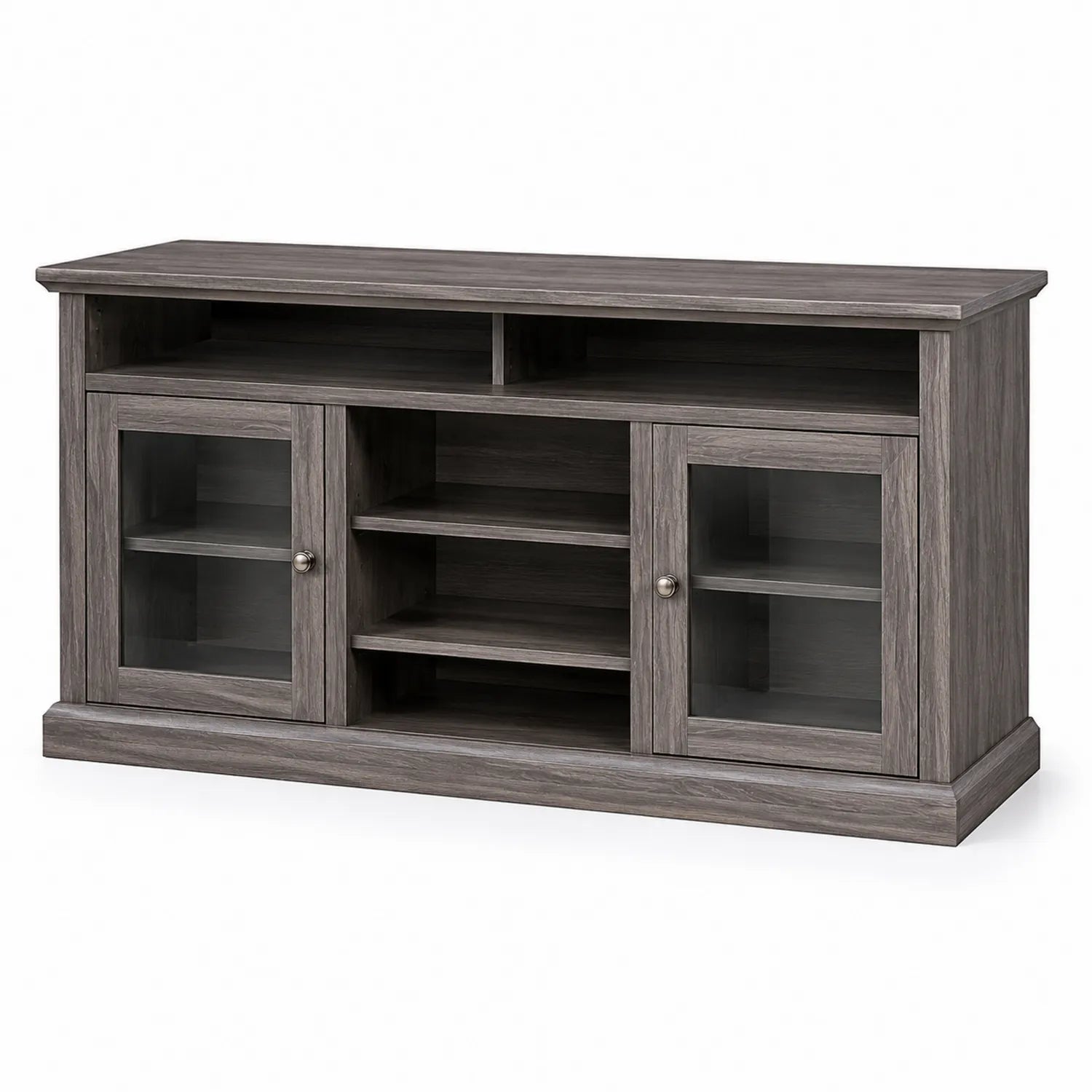 Mueble de madera con puertas de vidrio templado