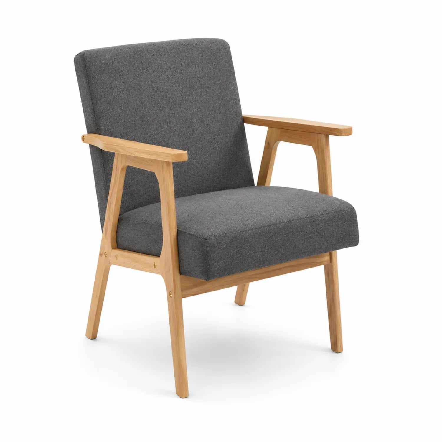 Silla de Madera con Tapizado de Tela Gris