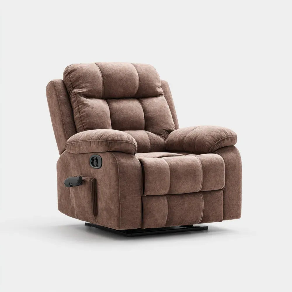 Recliner Chair Fabric Upholstery 100x90x100 cm - Brown - Modern Comfort