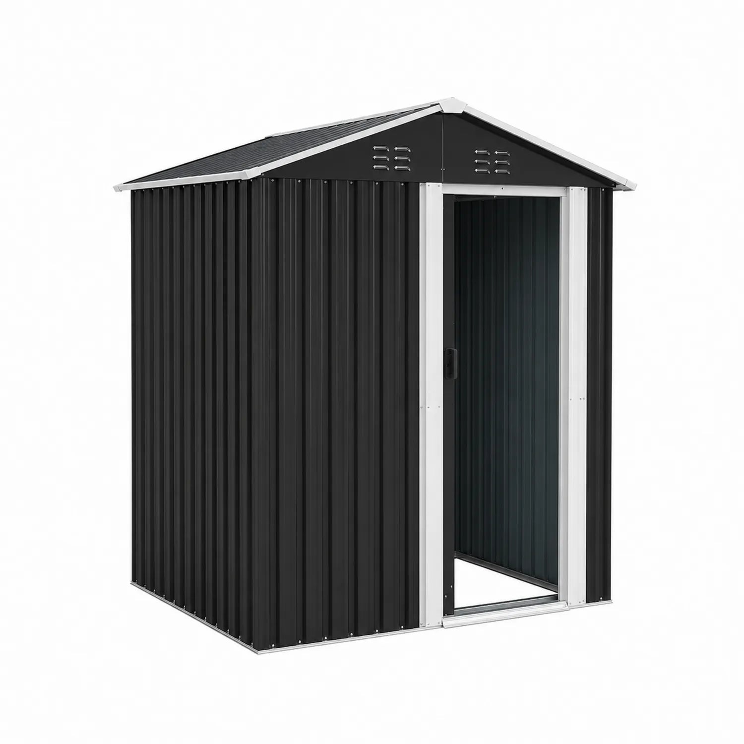 Schwarzer Gartenbauschuppen aus Stahl 213x130x185 cm
