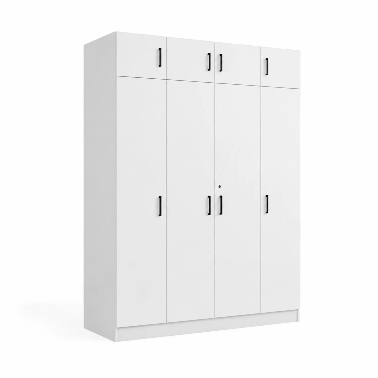 Weißer Kleiderschrank 4 Türen MDF 200x180x60 cm