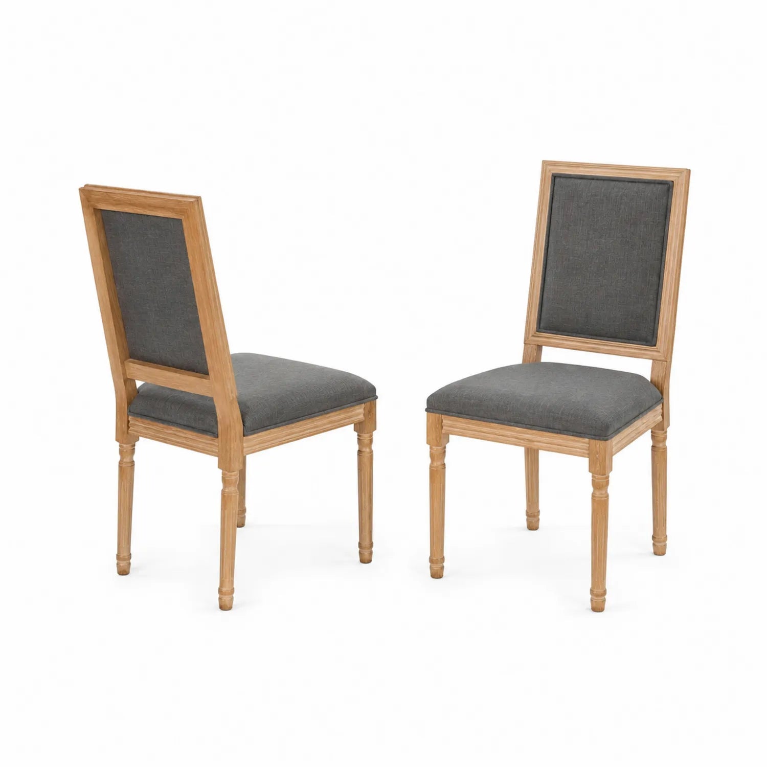 Conjunto de 2 Sillas de Roble con Tapizado en Gris Oscuro