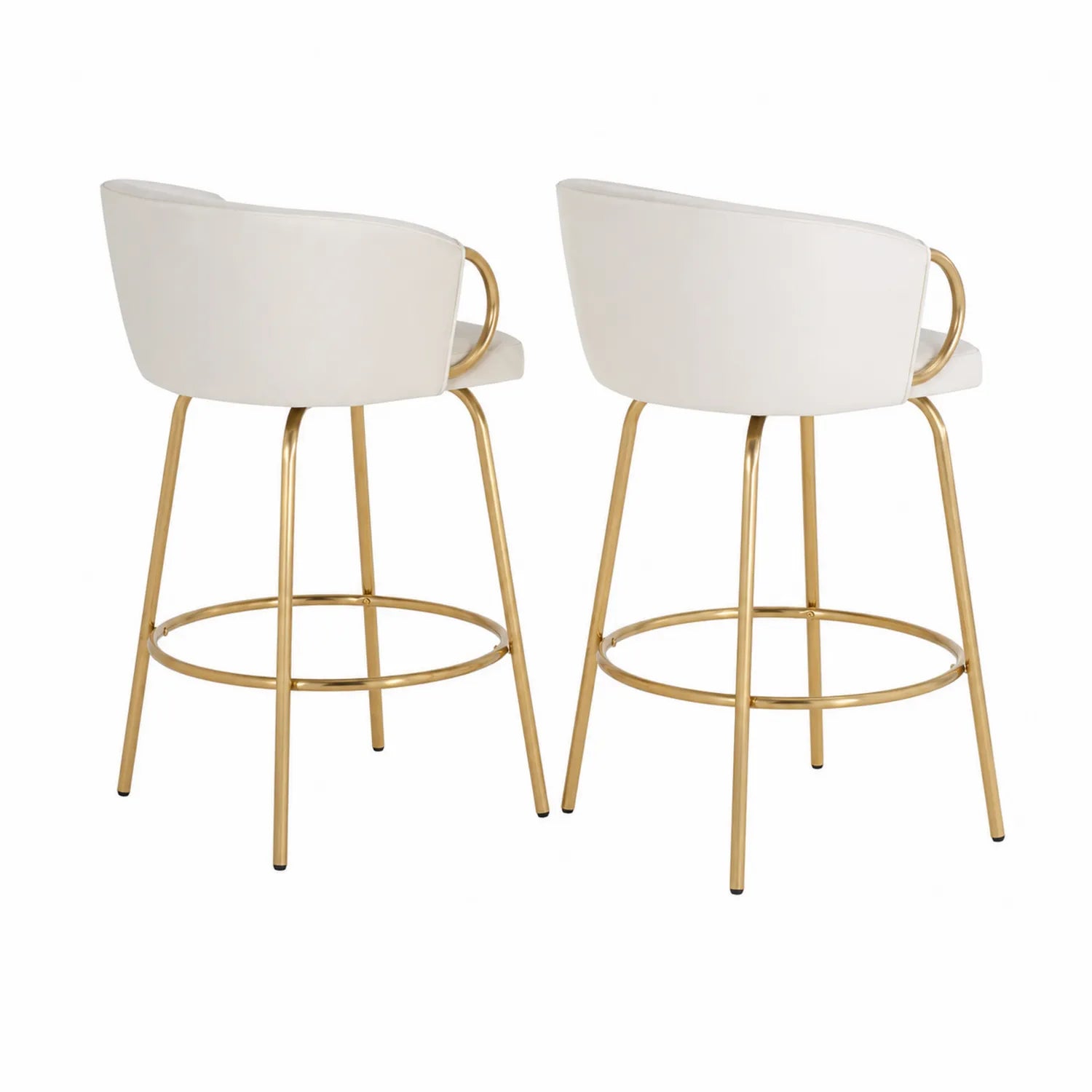 Juego de 2 taburetes de bar con asiento de cuero PU y patas metálicas