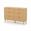 Cómoda de 6 cajones de madera de roble
