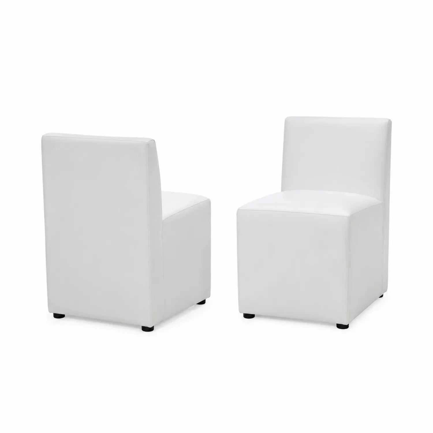 Conjunto de 2 Sillas de Comedor de Cuero Sintético Blanco