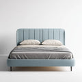 Double Bed Velvet Upholstered 200x160x100 cm - Light Blue - Modern Style