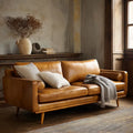Leather Sofa Set 210x90x85 cm - Brown - Mid-Century Modern Design